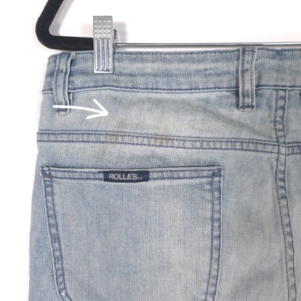 ROLLAS New Men’s THIN CAPTAIN SLIM FIT Jeans Bush Fire Blue Distressed‎ 34x31